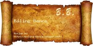 Báling Bence névjegykártya